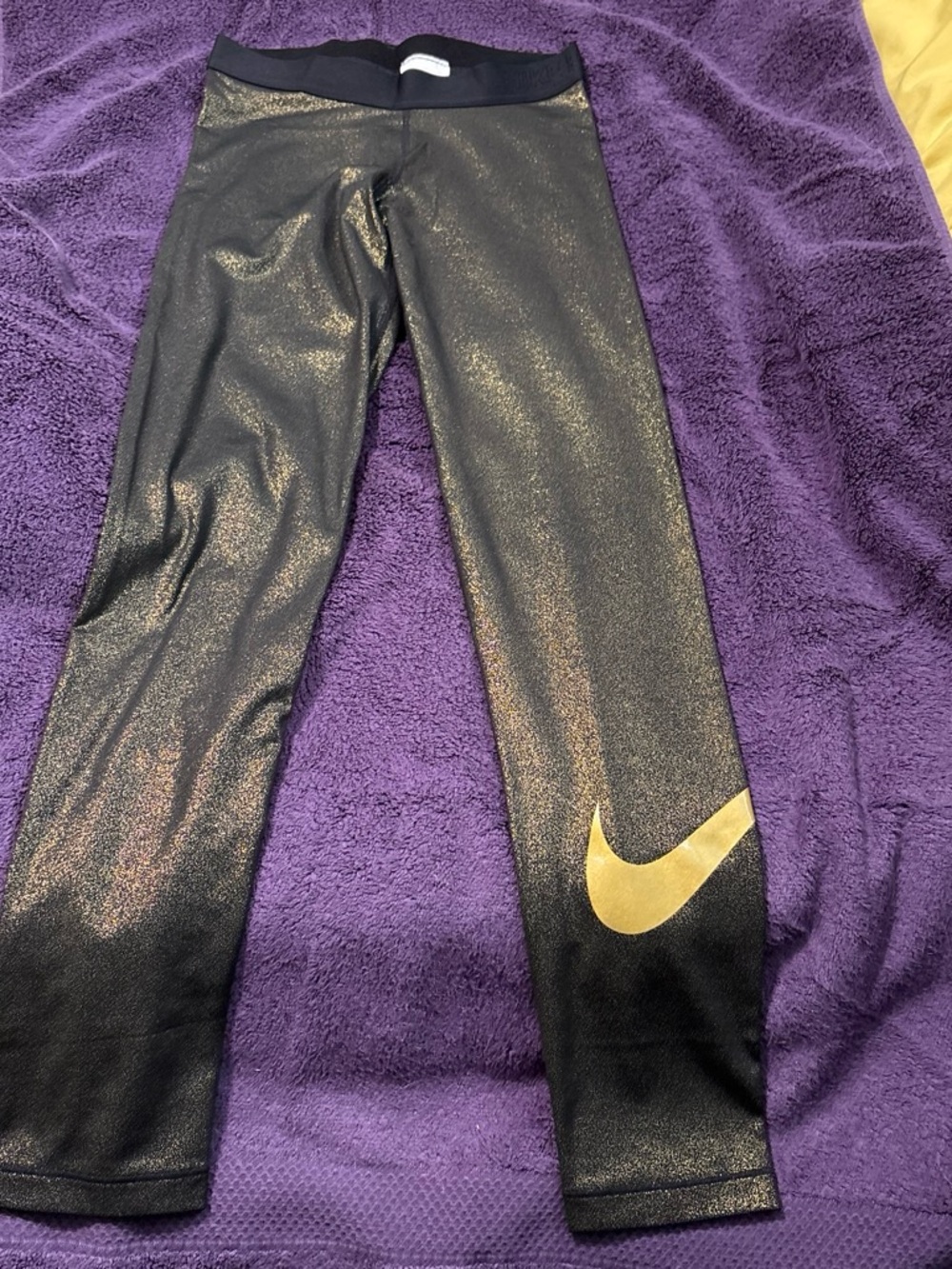 Nike Black Leggings with Gold Swoosh